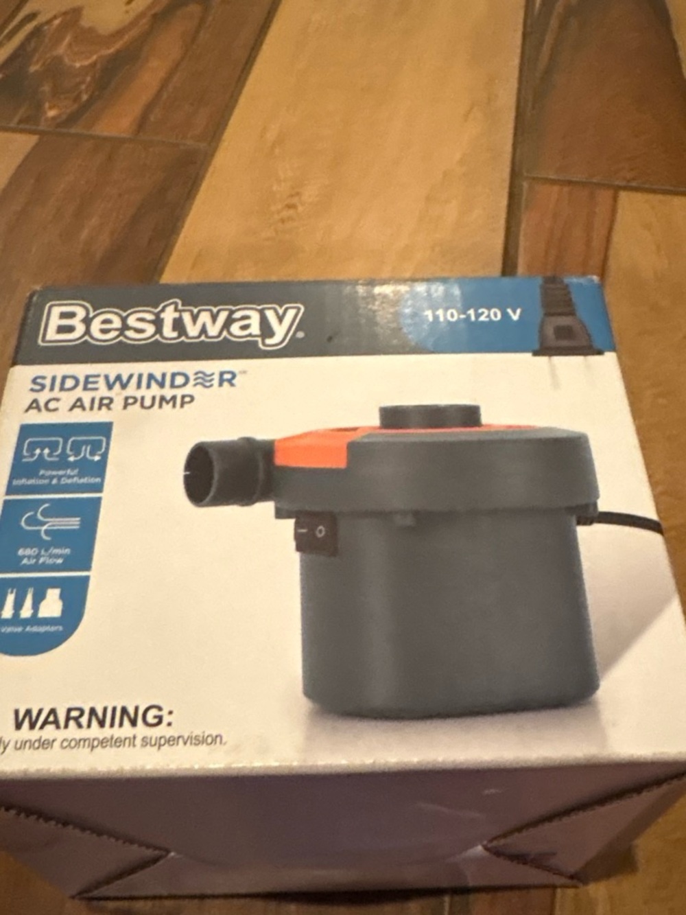 Bestway Sidewinder AC Air Pump — Gray with Orange Accents